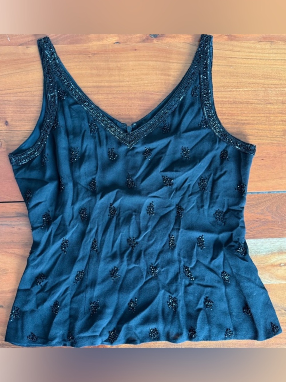 🦊 Dana Bachman beaded silk Black Sleeveless Top